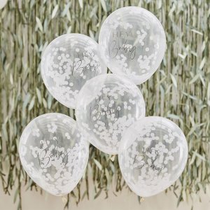 Konfettiballonger - Hey Baby - Botanical Baby - 5-pack