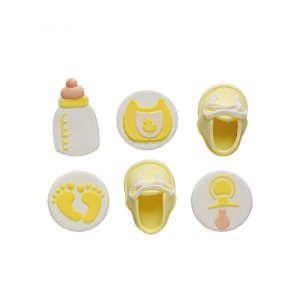 Sockerdekorationer - Baby - Gula - 6 st