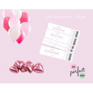Kärlekspaket Rosa - kärlekskuponger, ballonger, nougathjärtan