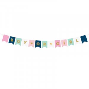 Vimpel - Boy or Girl - Blå/Rosa/Mint