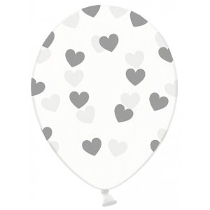 Ballonger - Clear - Silverhjärtan - 6-pack