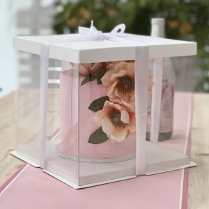Tårtbox - Genomskinlig - Extra hög - 25x25x25 cm