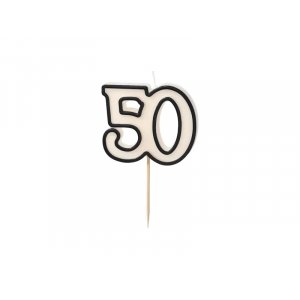 Tårtljus/Födelsedagsljus - 50 - Svart/Vitt - 5,5 cm