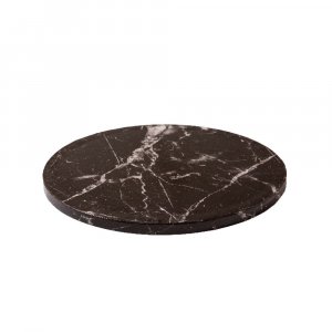 Tjock tårtbricka - Rund - Svart marmor - 1,2 cm tjock, 30 cm i diameter