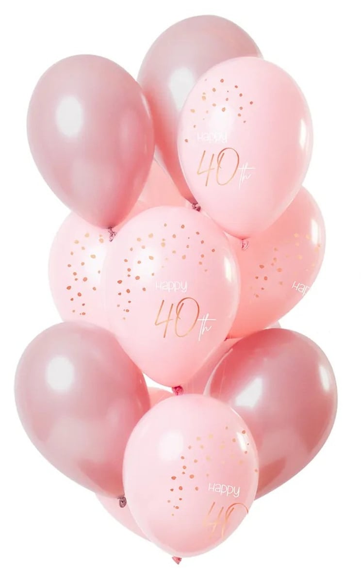 40 års Ballonger elegant rosa 33cm 12-pack