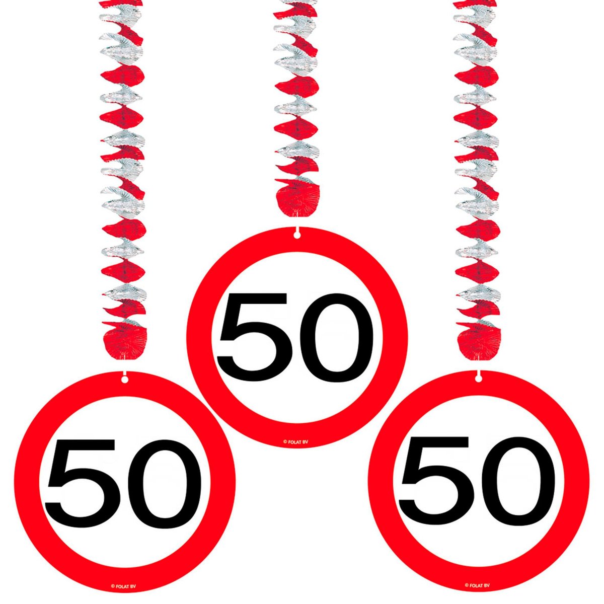 50 års Trafikskylt hängande dekoration 3-pack