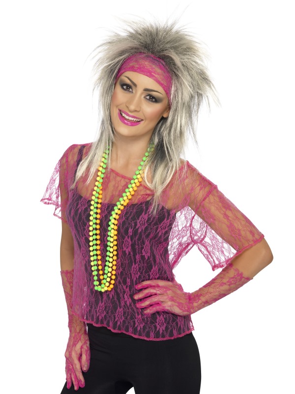 80-tals Spetskit Neon Rosa - Onesize