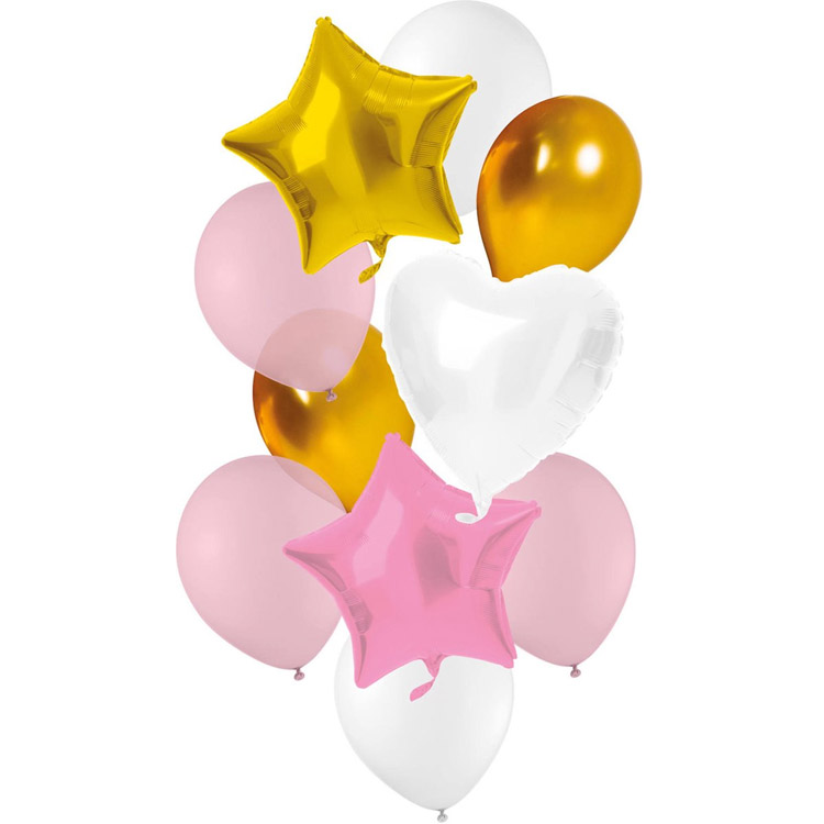 Ballongbukett Rosa/Guld 10-pack
