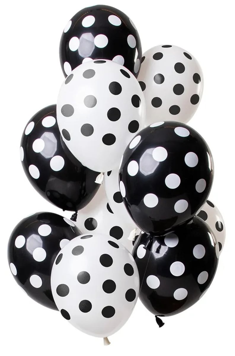 Ballonger prickiga svart/vit 30 cm 12-pack