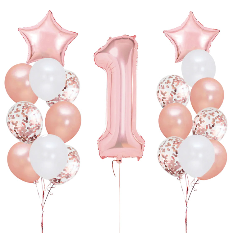 Ballongset "1" Roséguld