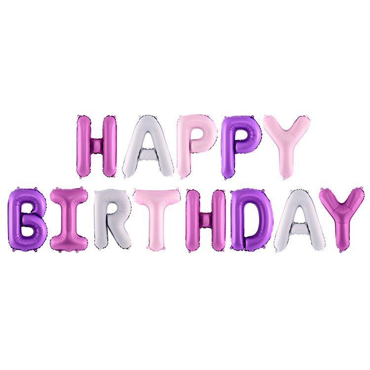 Bokstavsballonger "HAPPY BIRTHDAY" Lila Mix 340x35cm