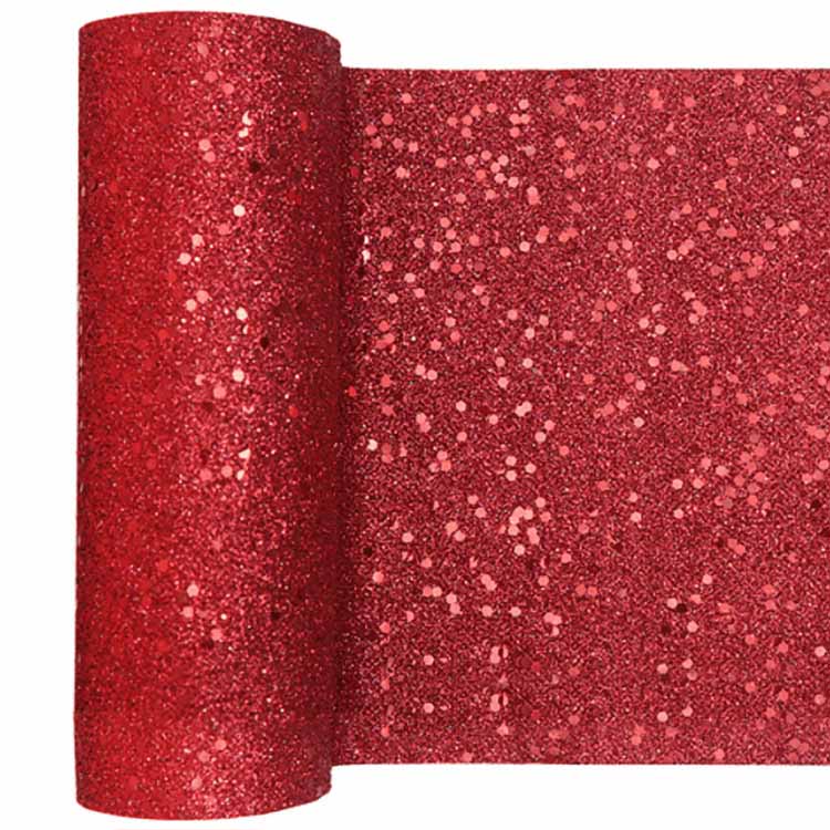 Duk (löpare) glitter-röd, 18x500 cm