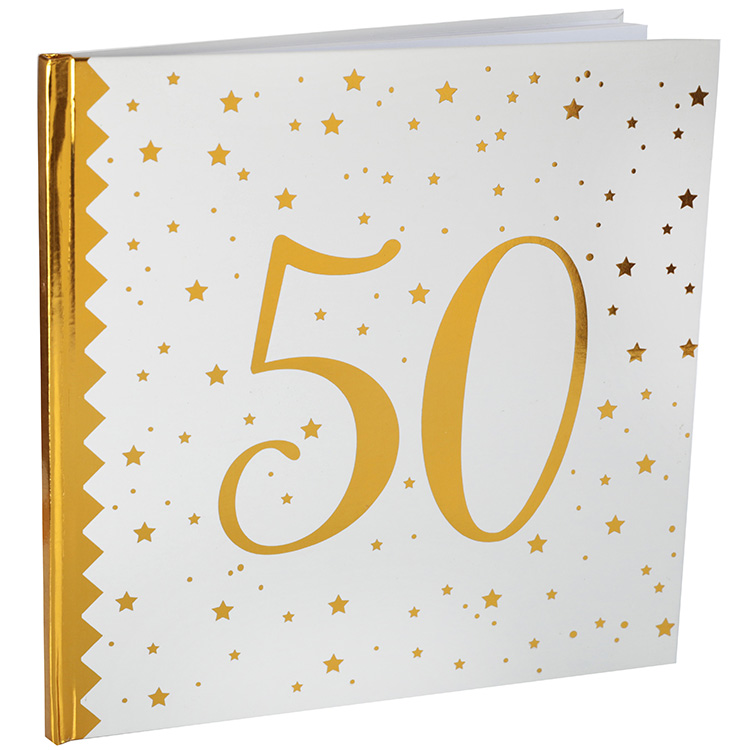 Gästbok 50 år Vit/Guld