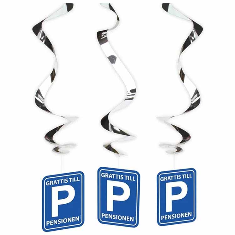Hängande dekoration Grattis till pensionen 3-pack