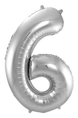 Sifferballong Jumbo 86 cm Silver "0-9" Siffra 6