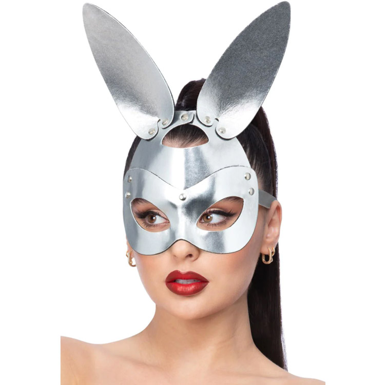 Kaninmask Läder Silver