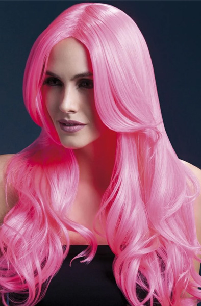 Khloe Peruk Neonrosa 66cm
