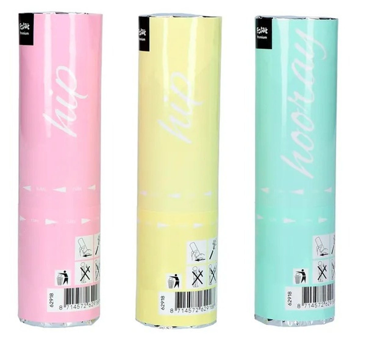Konfettikanoner pastel 15 cm 3-pack