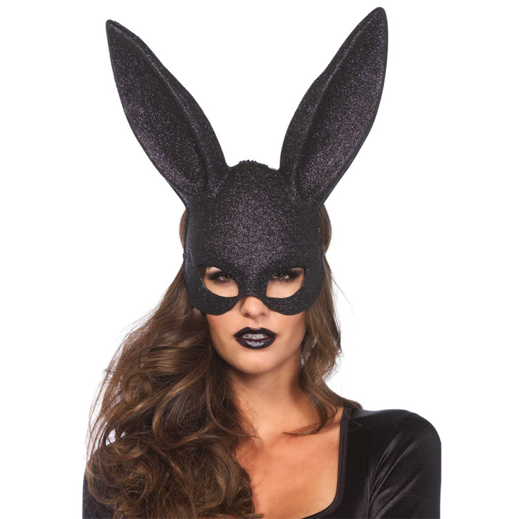 Mask Kanin Svartglittrig