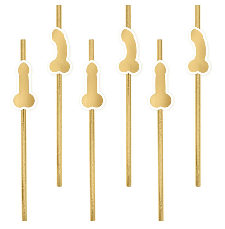 Möhippa Sugrör Penis Guld 8-pack