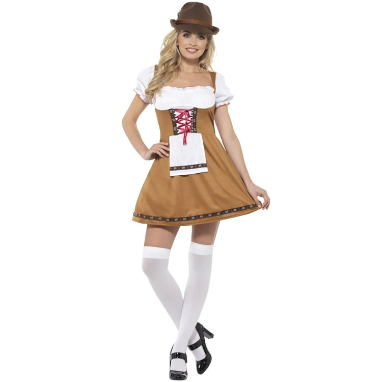 Sexig Oktoberfest/Tyrolerklänning L
