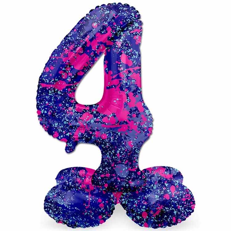 Tallballong Stående Paint Splash 72 cm "0-9" Siffra 4