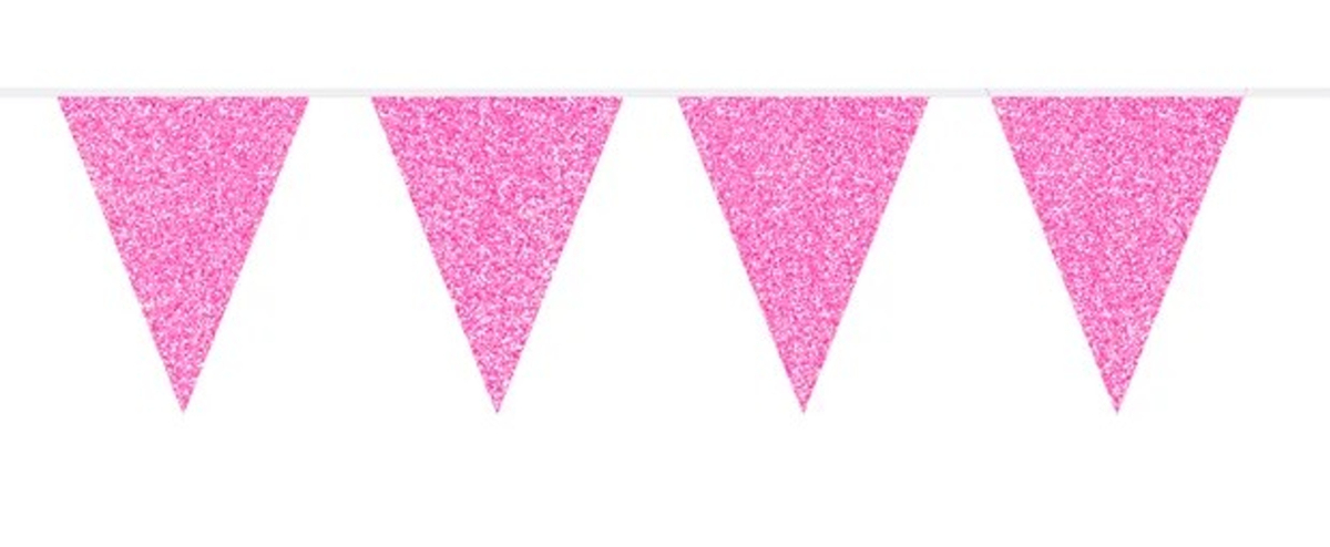 Vimpelgirlang glitter rosa 6 m