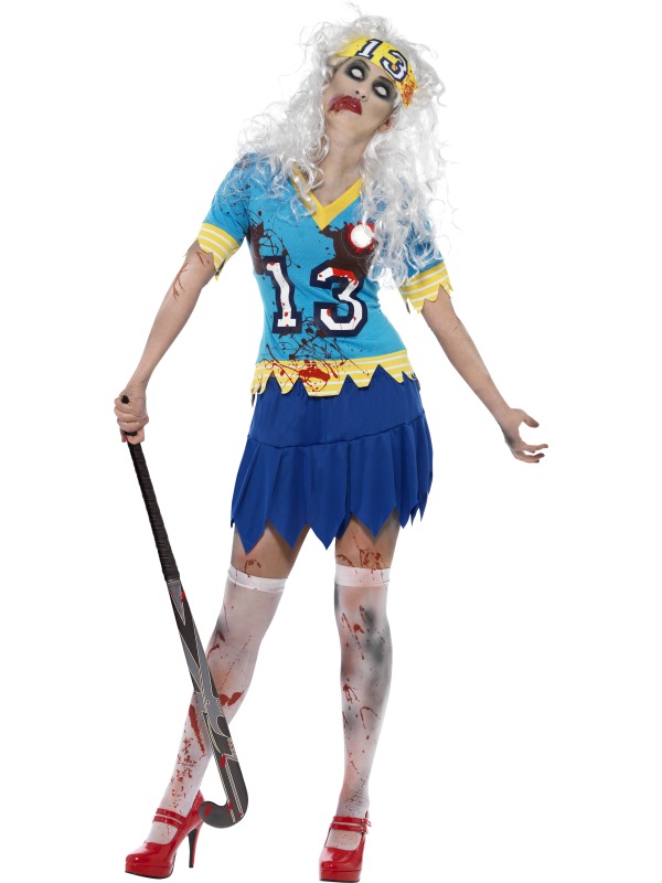 Zombie Landhockey Spelare Maskeraddräkt S