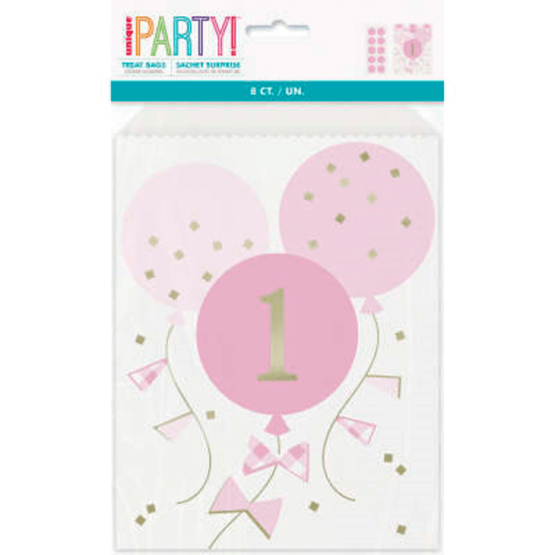 1-årskalas godispåsar Rosa Prickar 8-pack