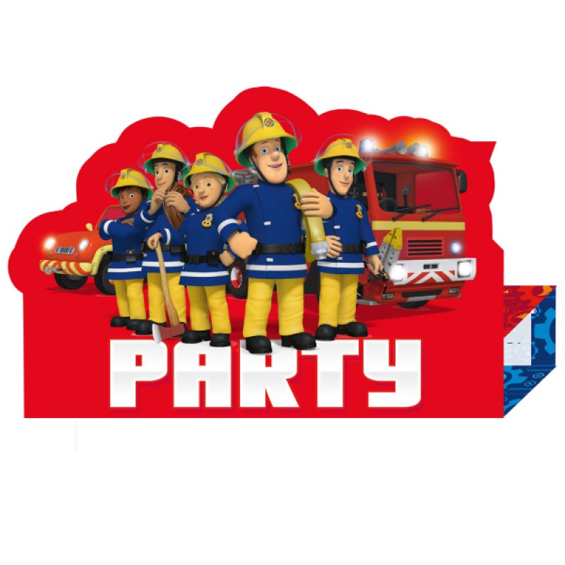 Inbjudningskort Brandman Sam 8-pack