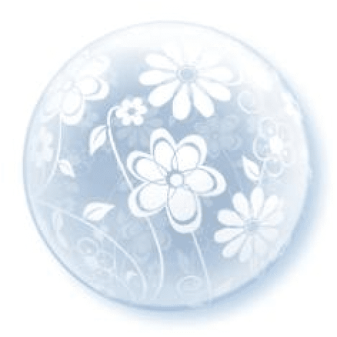 Bubblaballong vita blommor