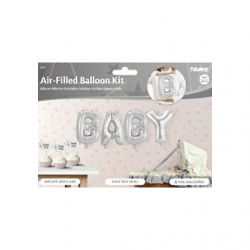 Folieballonger färdig kit i silver - baby