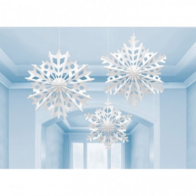 Pappersdekorationer snöflingor 3-pack