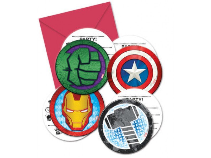 Inbjudningskort Avengers 6-pack