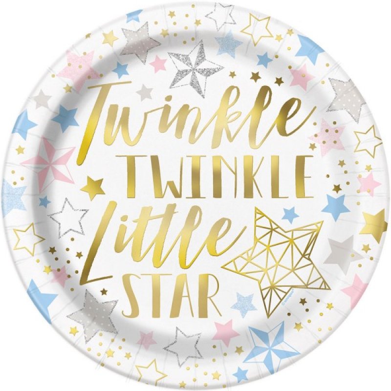 Baby Shower stjärna tallrikar 8-pack