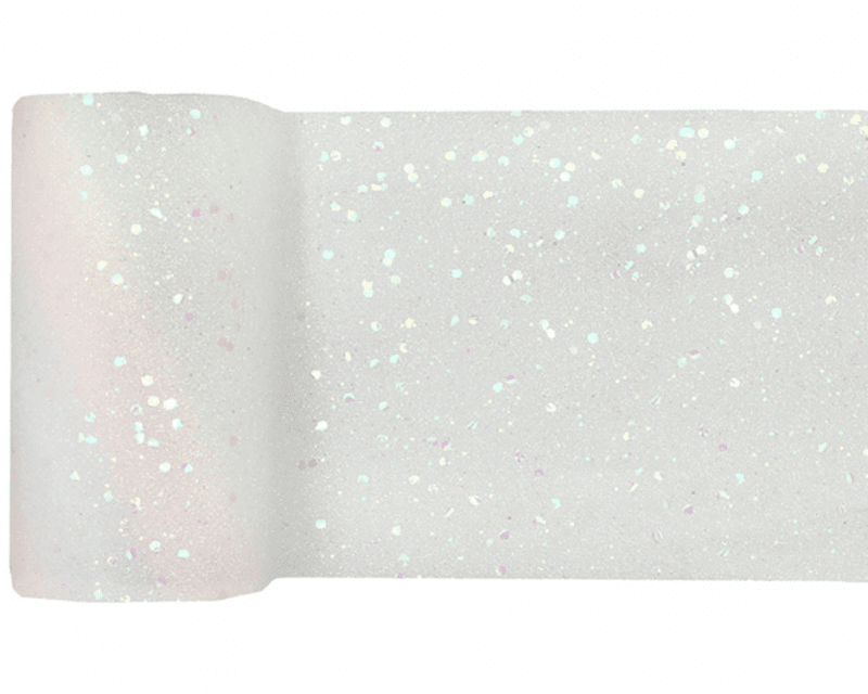 Duk (löpare) glitter-vit, 13x500 cm