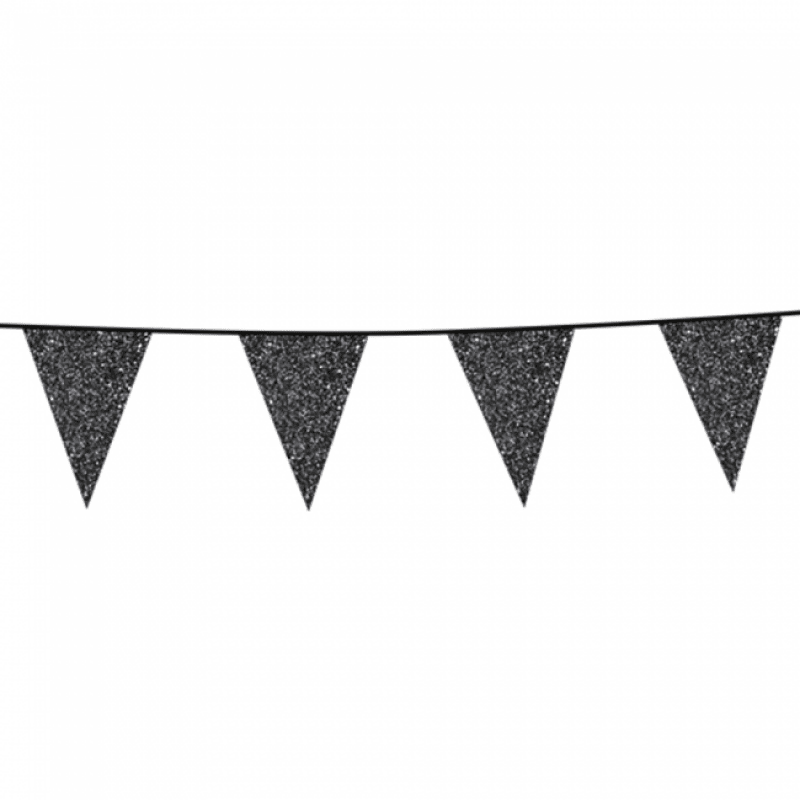 Flaggbanderoll glitter svart 10 meter