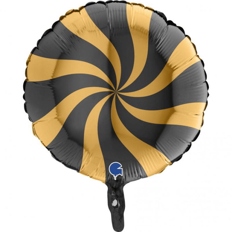 Heliumballong Swirly guld och svart
