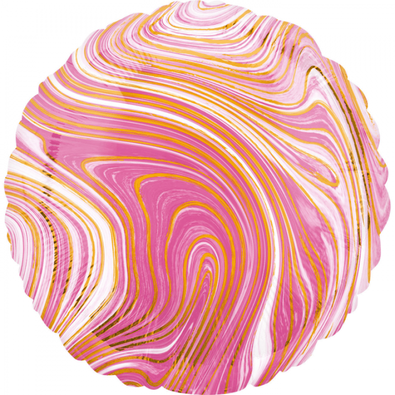 Heliumballong rund marmorerad - rosa