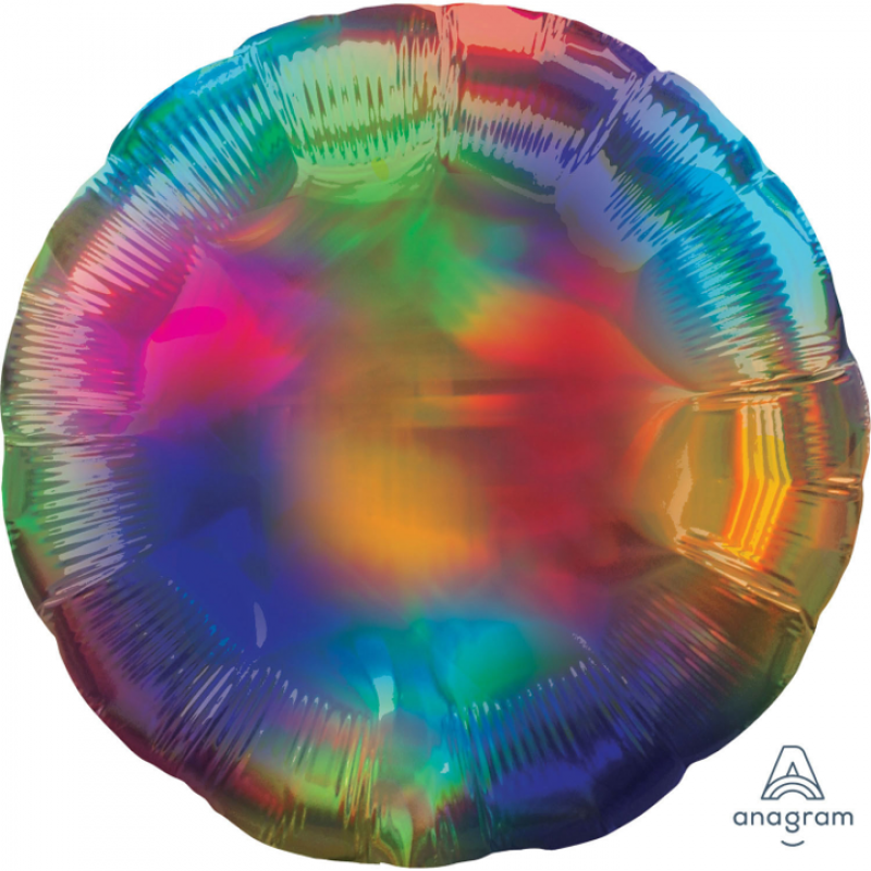 Holografisk heliumballong rund - flerfärgad