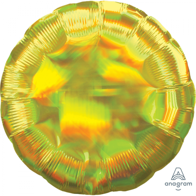 Holografisk heliumballong rund - gul