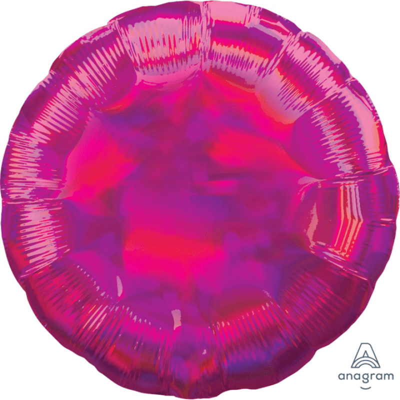 Holografisk heliumballong rund - rosa