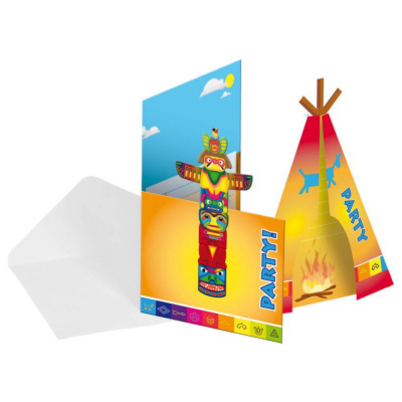Inbjudningskort indianer 8-pack