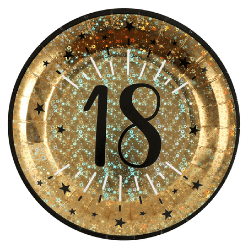 Tallrikar Svart & Guld 18 år, 10-pack