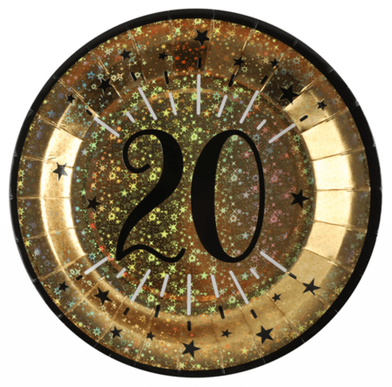 Tallrikar Svart & Guld 20 år, 10-pack