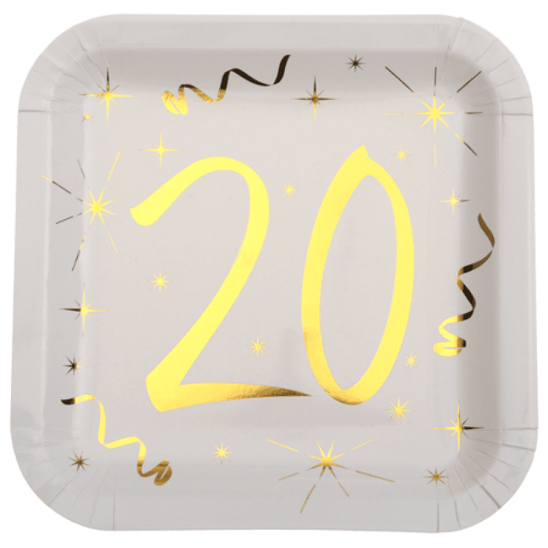 Tallrikar Vit & Guld 20 år, 10-pack