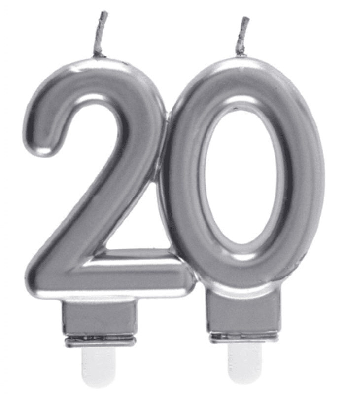 Tårtljus 20-år silver