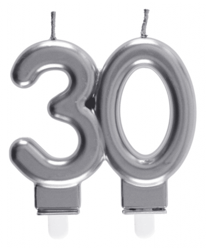 Tårtljus 30-år silver