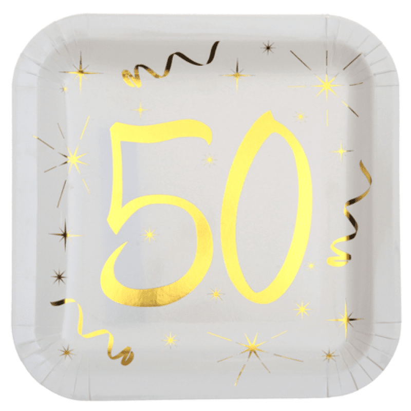 Tallrikar Vit & Guld 50 år, 10-pack