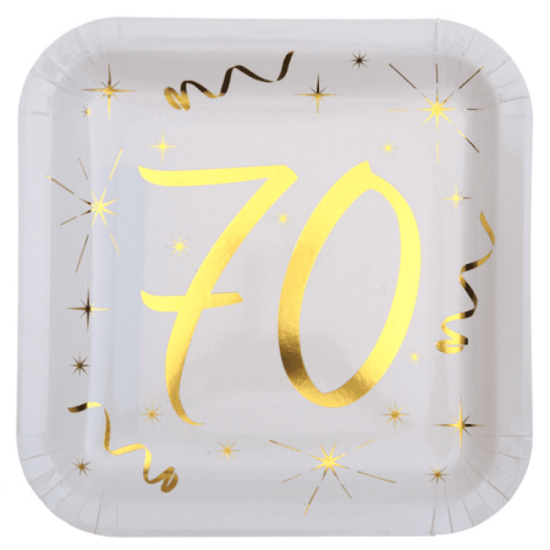 Tallrikar Vit & Guld 70 år, 10-pack